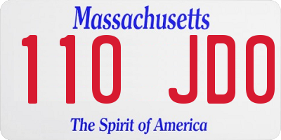 MA license plate 110JD0