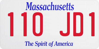 MA license plate 110JD1
