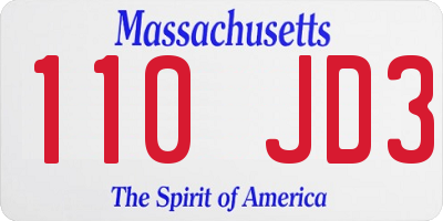 MA license plate 110JD3