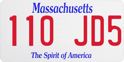 MA license plate 110JD5