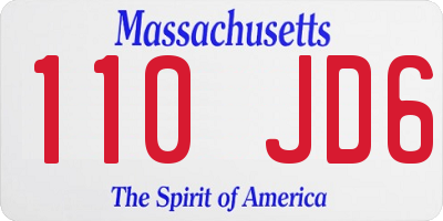 MA license plate 110JD6