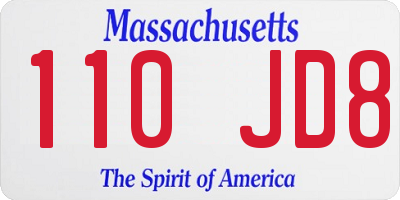MA license plate 110JD8