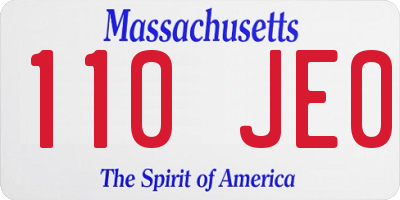MA license plate 110JE0