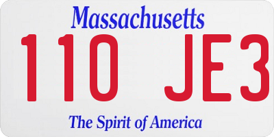 MA license plate 110JE3