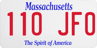 MA license plate 110JF0