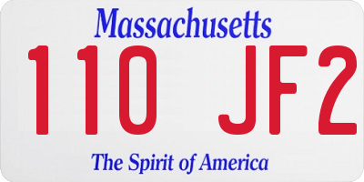MA license plate 110JF2