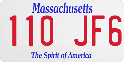 MA license plate 110JF6