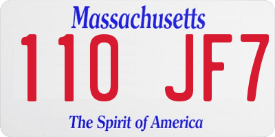 MA license plate 110JF7