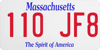 MA license plate 110JF8