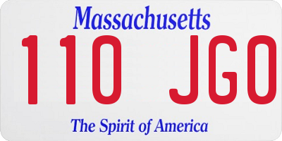 MA license plate 110JG0