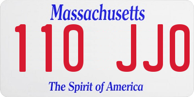 MA license plate 110JJ0