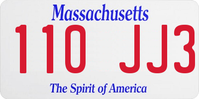 MA license plate 110JJ3