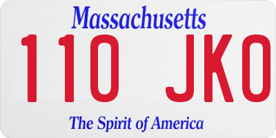 MA license plate 110JK0