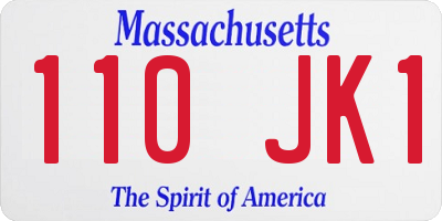 MA license plate 110JK1