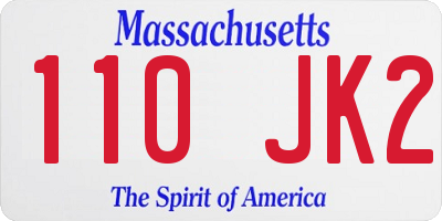 MA license plate 110JK2