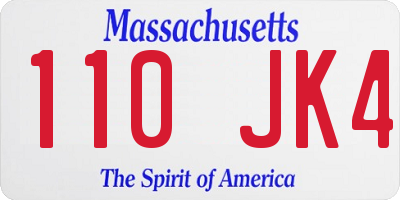 MA license plate 110JK4