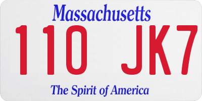 MA license plate 110JK7