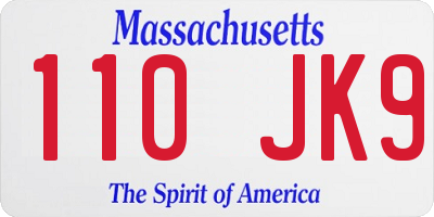 MA license plate 110JK9