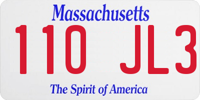 MA license plate 110JL3