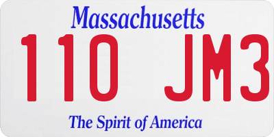 MA license plate 110JM3