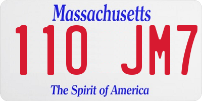 MA license plate 110JM7