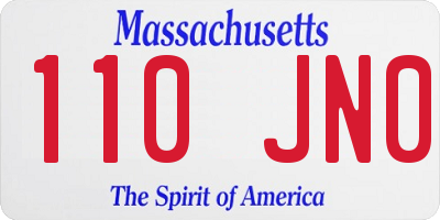 MA license plate 110JN0