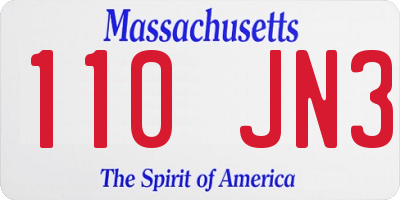 MA license plate 110JN3