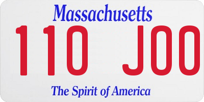 MA license plate 110JO0