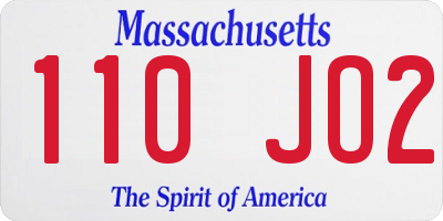 MA license plate 110JO2