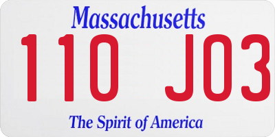 MA license plate 110JO3