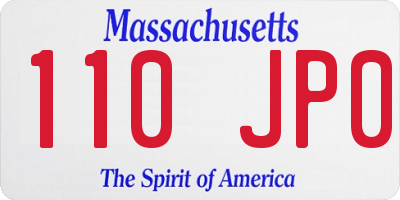 MA license plate 110JP0
