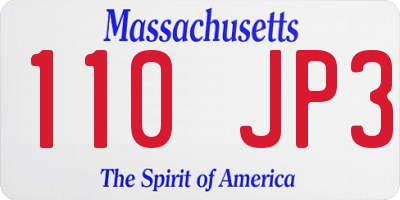 MA license plate 110JP3