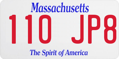 MA license plate 110JP8