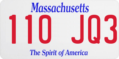 MA license plate 110JQ3