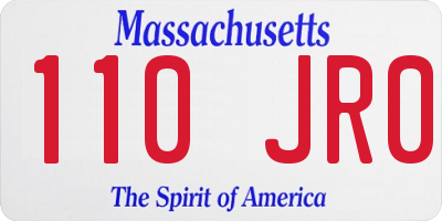 MA license plate 110JR0