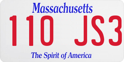 MA license plate 110JS3