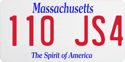 MA license plate 110JS4