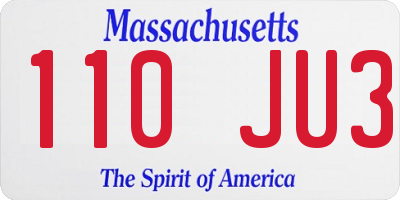 MA license plate 110JU3