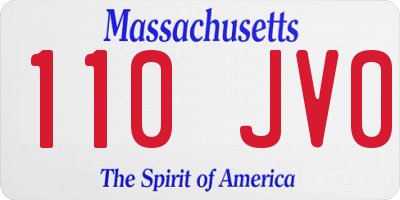 MA license plate 110JV0