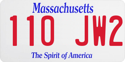 MA license plate 110JW2