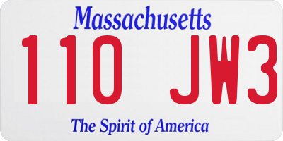 MA license plate 110JW3