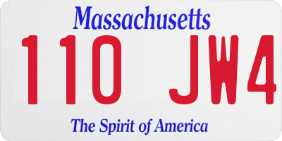 MA license plate 110JW4
