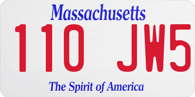 MA license plate 110JW5