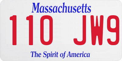 MA license plate 110JW9