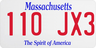 MA license plate 110JX3