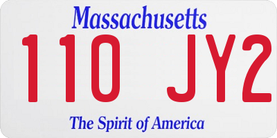 MA license plate 110JY2