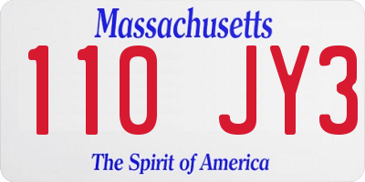 MA license plate 110JY3