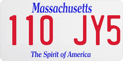 MA license plate 110JY5