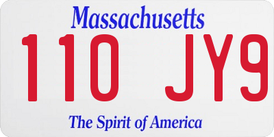 MA license plate 110JY9