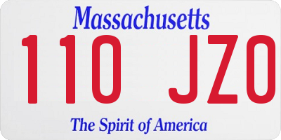MA license plate 110JZ0